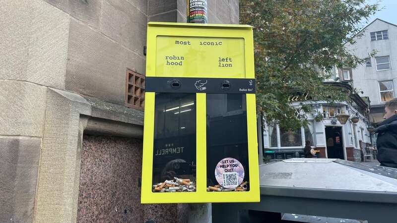These cigarette bins are known as ‘Ballot Bins’ which are created to prevent smokers from littering their cigarette butts (Image: Nottinghamshire Live/BPM Media)