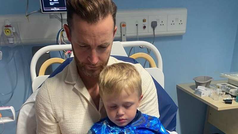 The Overtones singer Jay James with his son Franklin in hospital (Image: Collect)
