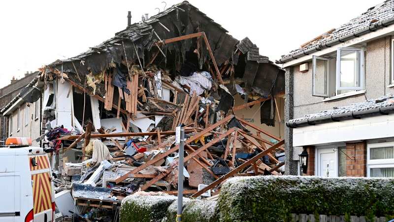 The property after a suspected gas explosion (Image: PA)