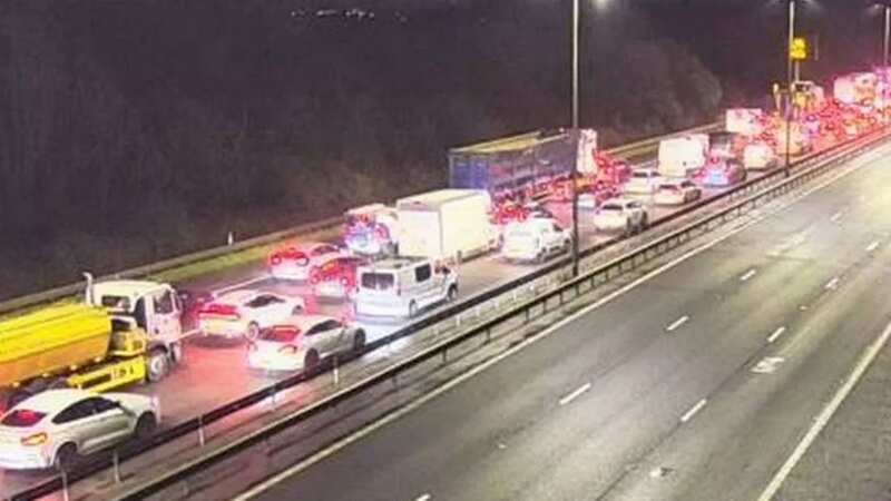 The scenes on the M4 near Bristol Airport after a 