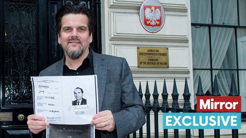 Danny Curran, founder of Finders International, outside the Polish embassy in London (Image: Fiona Hanson © Copyright 2019)
