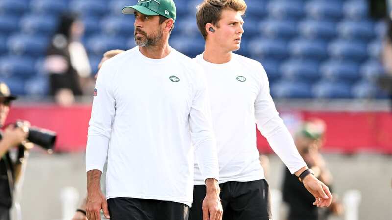 Aaron Rodgers has been suitably unimpressed with the leaks which have seemingly emerged from within the Jets camp surrounding Zach Wilson (Image: Getty)