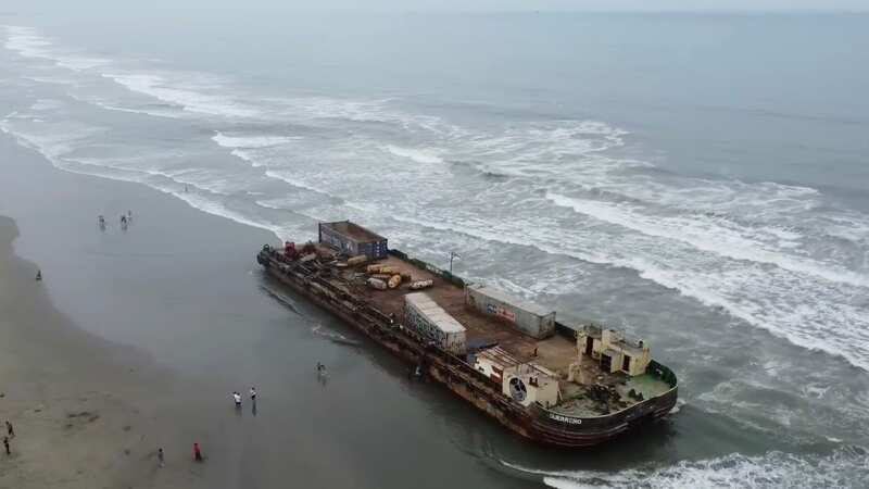 Two ghost ships have washed up on a tourist beach in Peru (Image: Jam Press)
