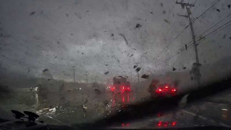 Terrifying dashcam footage shows driver caught up in 150mph tornado