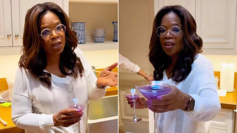 Oprah Winfrey looks slimmer than ever as she leads cocktail-making class