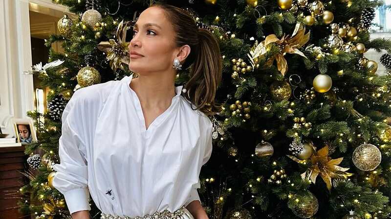 Jennifer Lopez is feeling rather festive as she shows off her glitzy Christmas tree