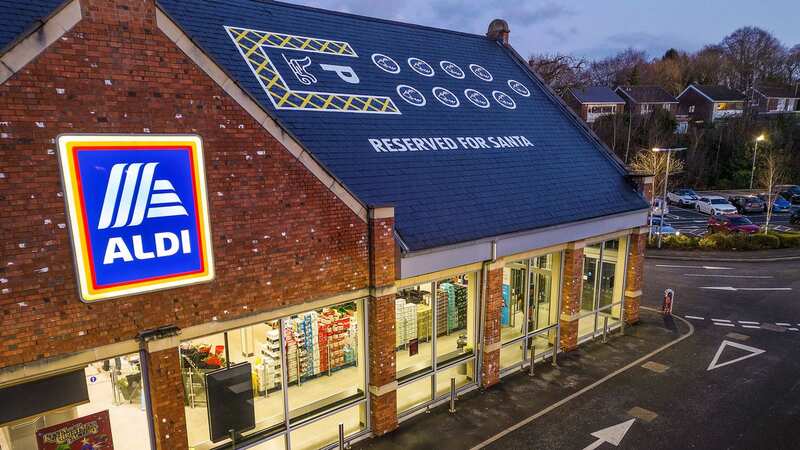 A parking spot for Santa and his nine reindeer has been painted on the roof of ALDI