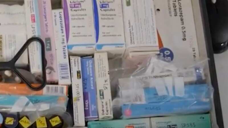 A case full of benzodiazepenes used for testing in the lab (Image: Sky News)