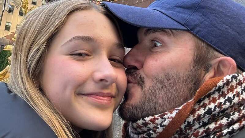 David Beckham shared a sweet snap of him kissing daughter Harper on the cheek, despite past criticisms of his affection (Image: Instagram)