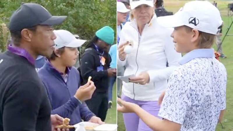 Tiger Woods showed his paternal side with some heartfelt advice to a youngster at the PNC Championship (Image: PGA Tour/ Twitter)