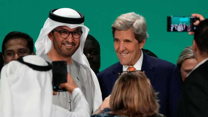 Sultan al-Jaber and John Kerry (Image: AP)