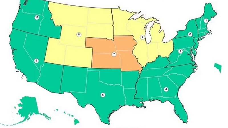 A map shows where the highest concentrations of Covid-19 are in the US (Image: CDC)