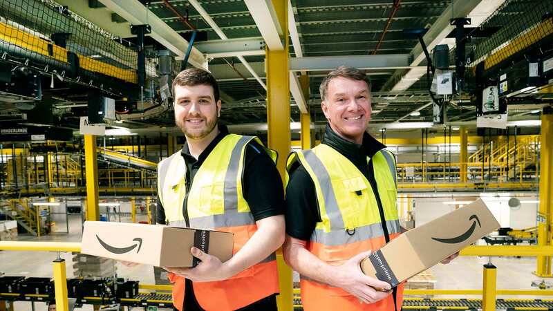 Barry Innes and his son Joe Innes both work together at Amazon in Bolton.