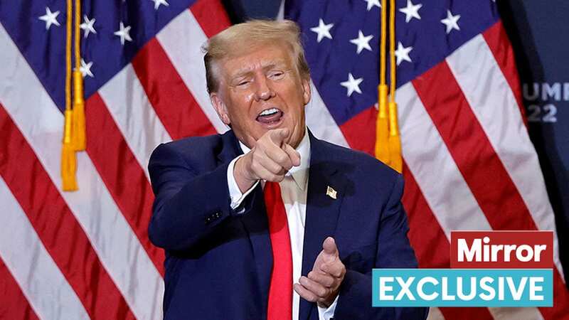 Donald Trump gestures as he wraps up the campaign event (Image: Getty Images)