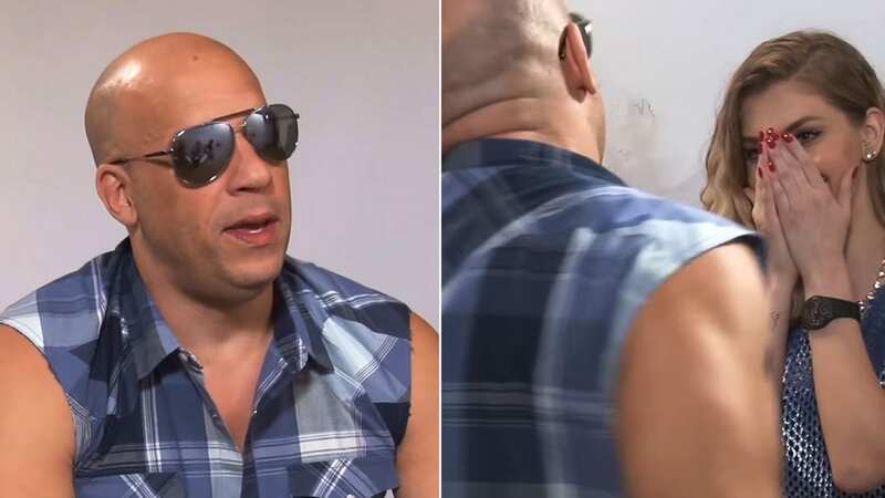 Vin Diesel got on his knees and crawled during an interview with Carol Moreira