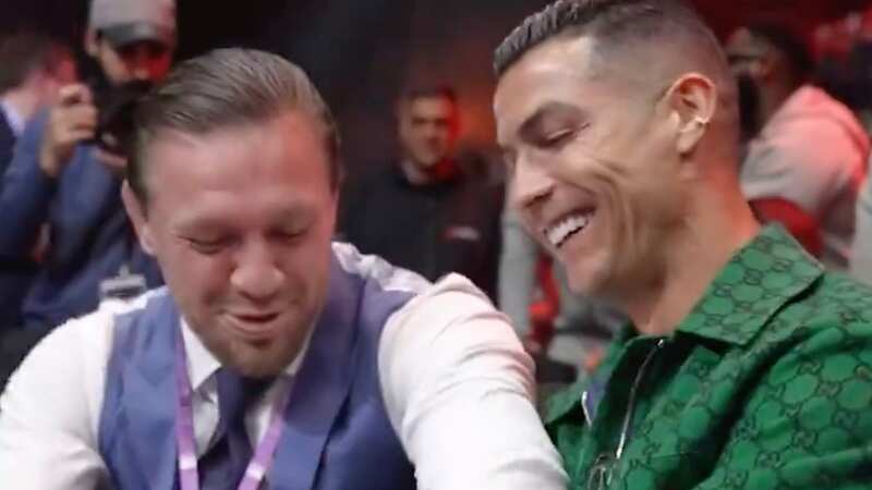 Conor McGregor and Cristiano Ronaldo compare watches at Anthony Joshua fight