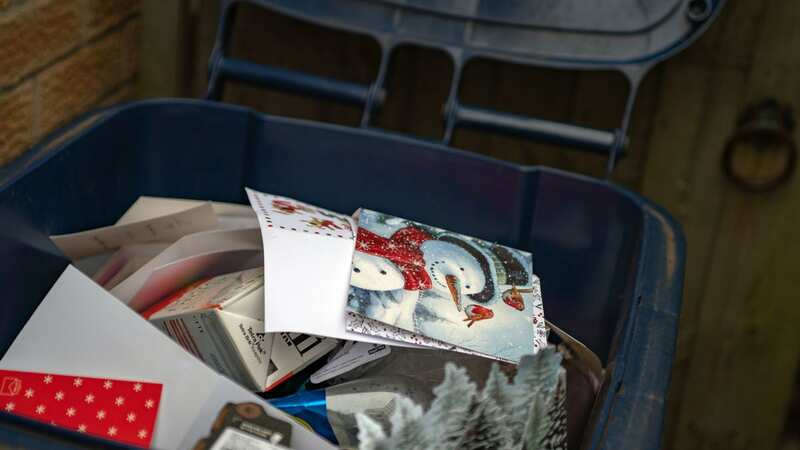 Christmas cards and wrapping in outdoor recycling bin (stock image) (Image: Getty Images)