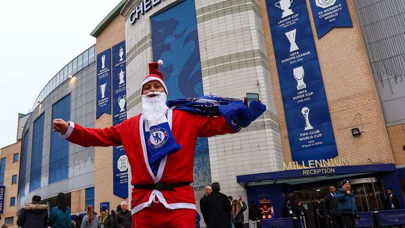 A fan dressed up as Santa Claus at Stamford Bridge (Image: Getty Images)