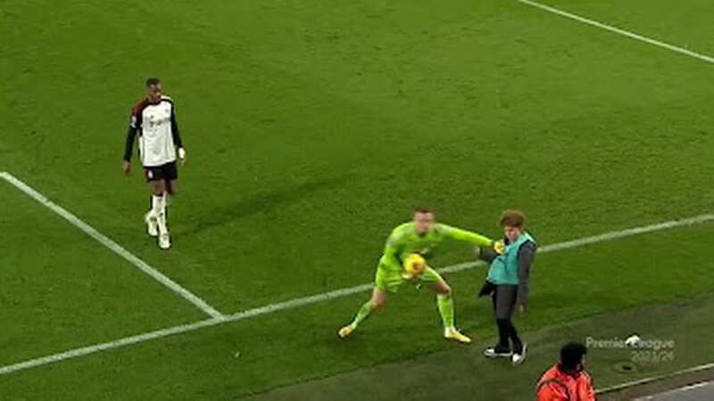 Bernd Leno shoves the Bournemouth ballboy (Image: Amazon Prime Video)