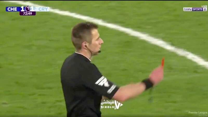 Premier League ref cracks up laughing after accidentally showing player red card