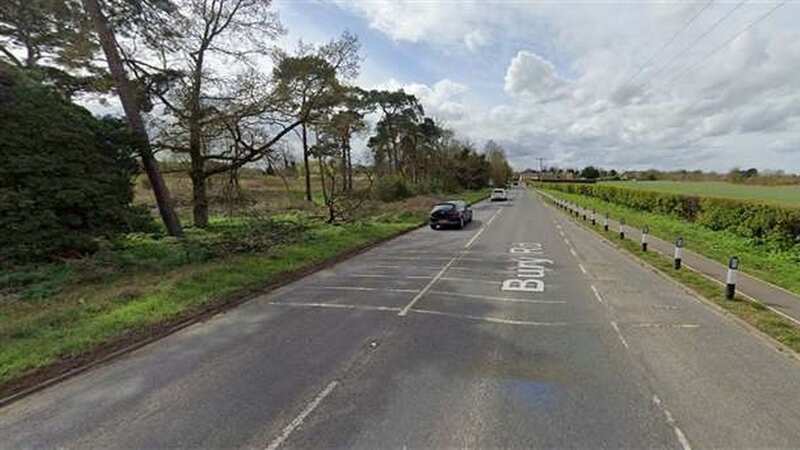 The crash took place on the B1506 Bury Road between Newmarket and Kentford (Image: google)