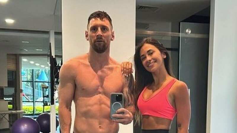 Lionel Messi has been working out during the MLS off-season alongside wife Antonela (Image: Instagram)