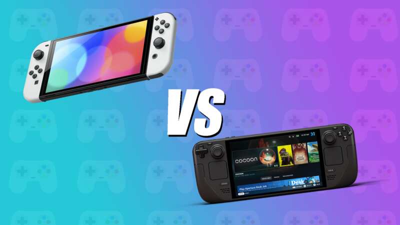 The Nintendo Switch OLED and Steam Deck OLED are both fantastic handhelds, but which one comes out on top? (Image: Nintendo, Valve)