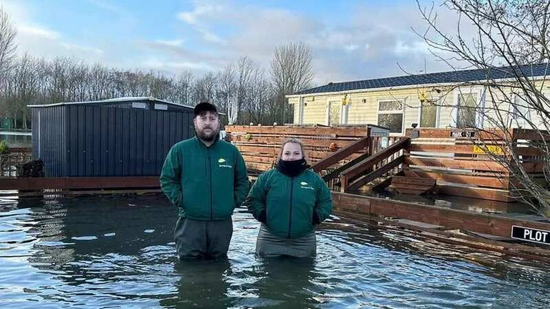 Emma Jayne and her fiancé Kev Saunders were evacuated from their caravan park in East Yorkshire (Image: MEN MEDIA)