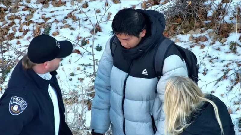 Kai Zhuang, seen here on CCTV, was found in the Utah mountains (Image: Riverdale Police Department)