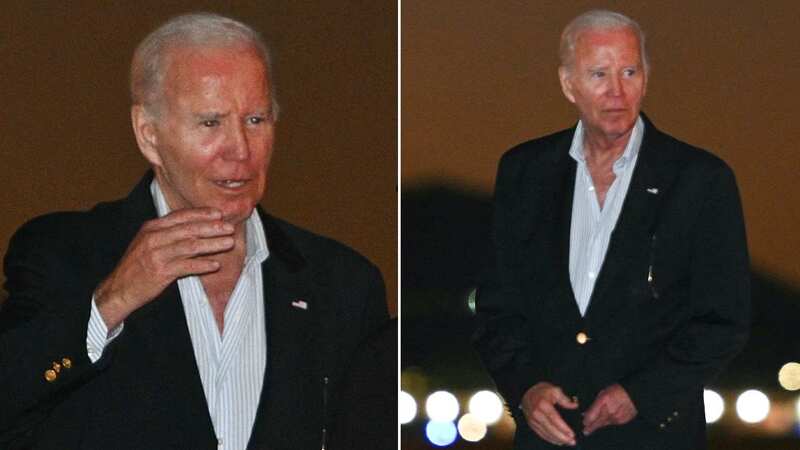 US President Joe Biden, with First Lady Jill Biden, looks red-faced after a seven-day holiday (Image: AFP via Getty Images)