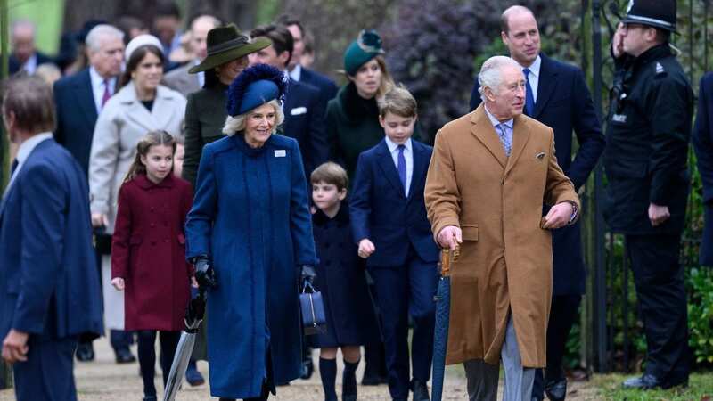 Camilla Queen Consort and King Charles led their family to church (Image: Tim Rooke/REX/Shutterstock)