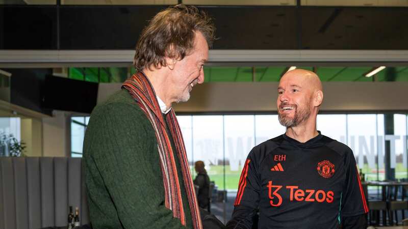 Manchester United boss Erik ten Hag was the first person Sir Jim Ratcliffe met on his visit to Carrington (Image: Manchester United/Manchester United via Getty Images)