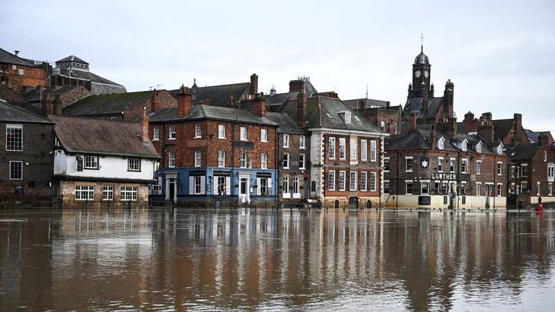 A street flooded by the River Ouse after it burst its banks, in central York following Storm Henk (Image: AFP via Getty Images)
