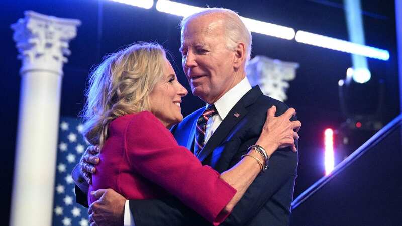 Jill Biden rushes to embrace Joe as he zones out and goes into trance-like state