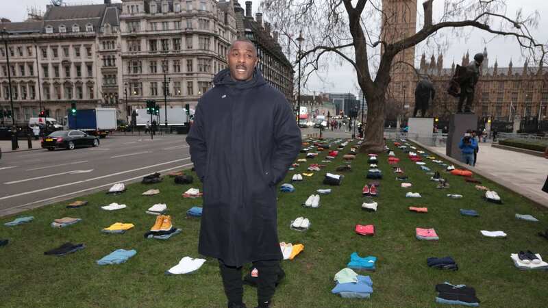 Idris Elba at the installation commemoration the victims of knife crime near parliament (Image: Ian Vogler / Daily Mirror)