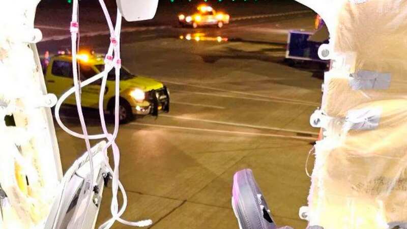 A gaping hole blew out of the plane 20 minutes into the flight (Image: kptv)