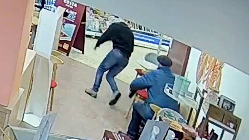 Jack Frankland was caught on CCTV running out of the coffee shop (Image: Cheshire Police / SWNS)