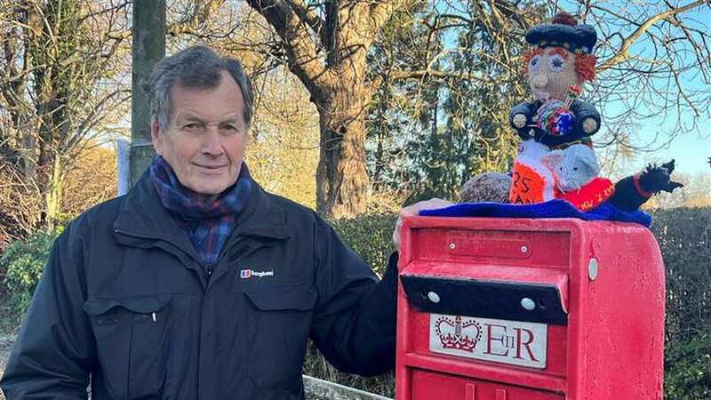 Councillor Brian Bristow with the post box in Smarden, Kent, which has been sealed for months (Image: KMG / SWNS)