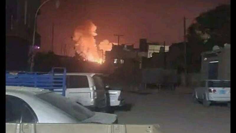 The first unconfirmed photo of air strikes at Al-Dailami Air Base next to Sanaa Airport
