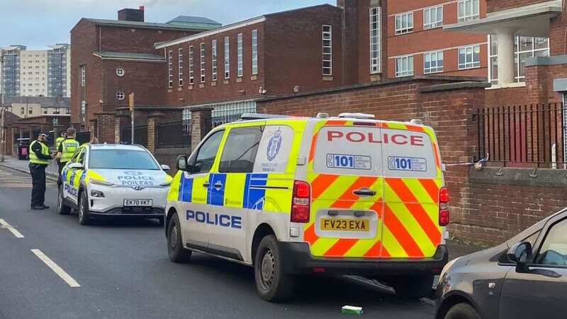 Police outside the Glasgow high school