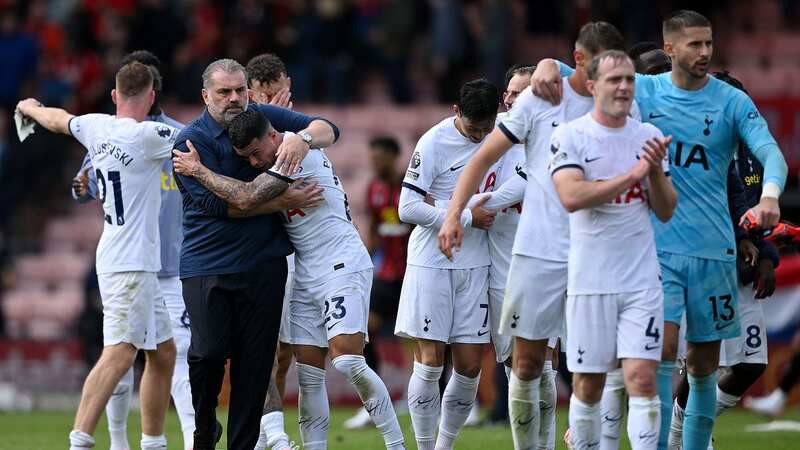 Ange Postecoglou hugs Tottenham Hotspur