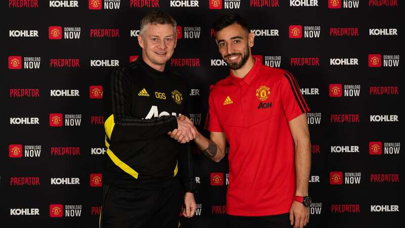 Bruno Fernandes is unveiled at Man United (Image: Getty Images)