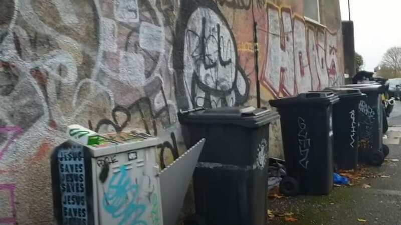 The streets in the video are shown to be coveredin rubbish and graffiti (Image: Youtube/UK Explored)