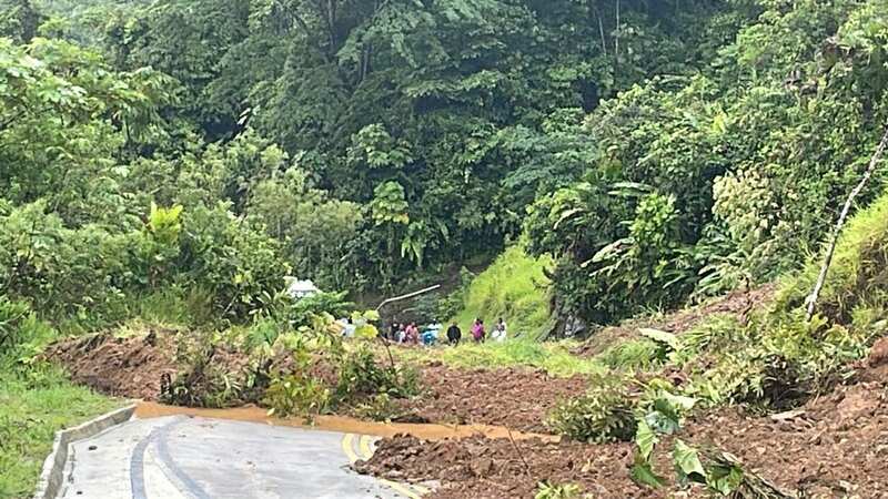 An area hit by a landslide on the road between Quibdo and Medellin in Colombia (Image: Colombia