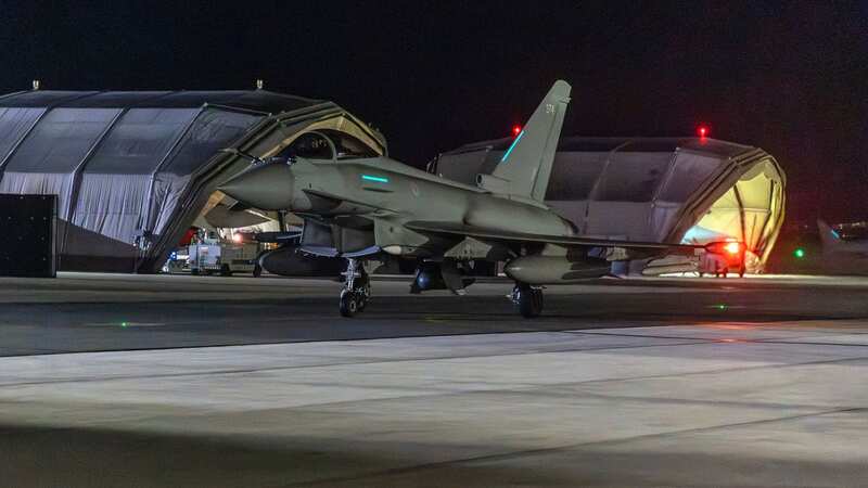 Typhoon fighters preparing to launch strikes in Yemen (Image: PA)