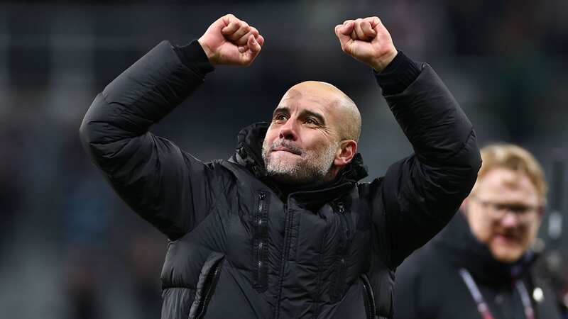 Pep Guardiola celebrates Manchester City