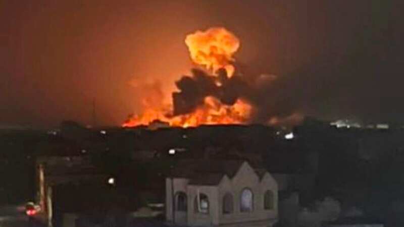Footage shows the moment Yemen was struck by missiles from the US and UK (Image: sky news)