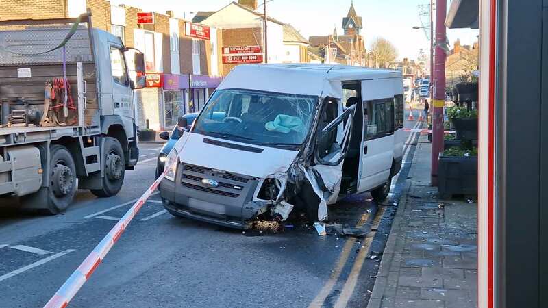 The vehicle was carrying 14 children when it hit the lamp post