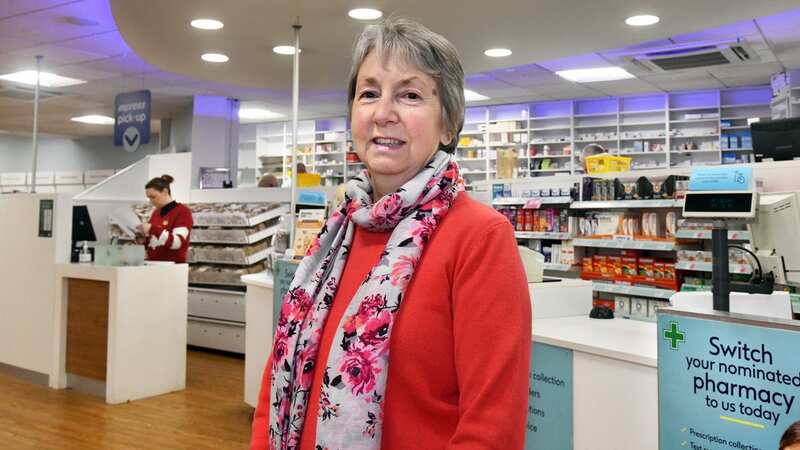Joan Johnston at her local Boots Pharmacy in Moira, County Down, where a pharmacist gave her emergency treatment (Image: Alan Lewis)