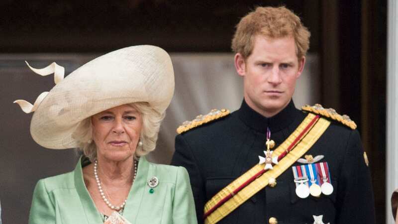A new book on King Charles reveals the extent of the tension that is palpable between Prince Harry and his stepmother, Queen Camilla (Image: UK Press via Getty Images)